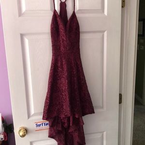 Maroon Lace Formal Dress
